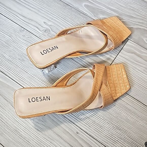 (75-2672) Loesan Women's Square Heels Sandals Block Lucite Clear Sz 40 (9.5) - Picture 6 of 11